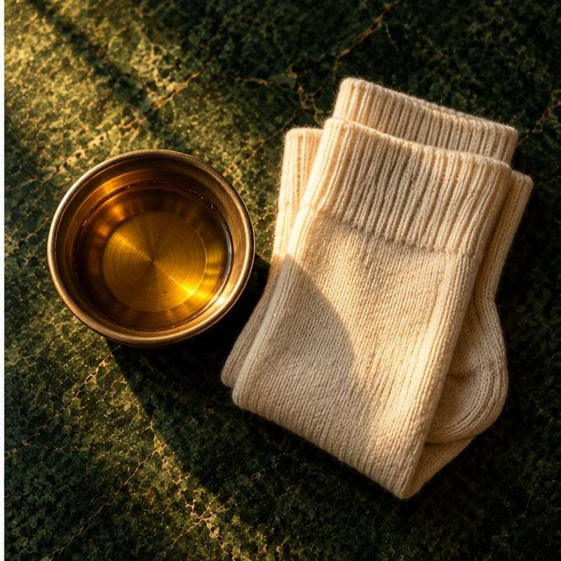 A small bowl of warm oil in soft light